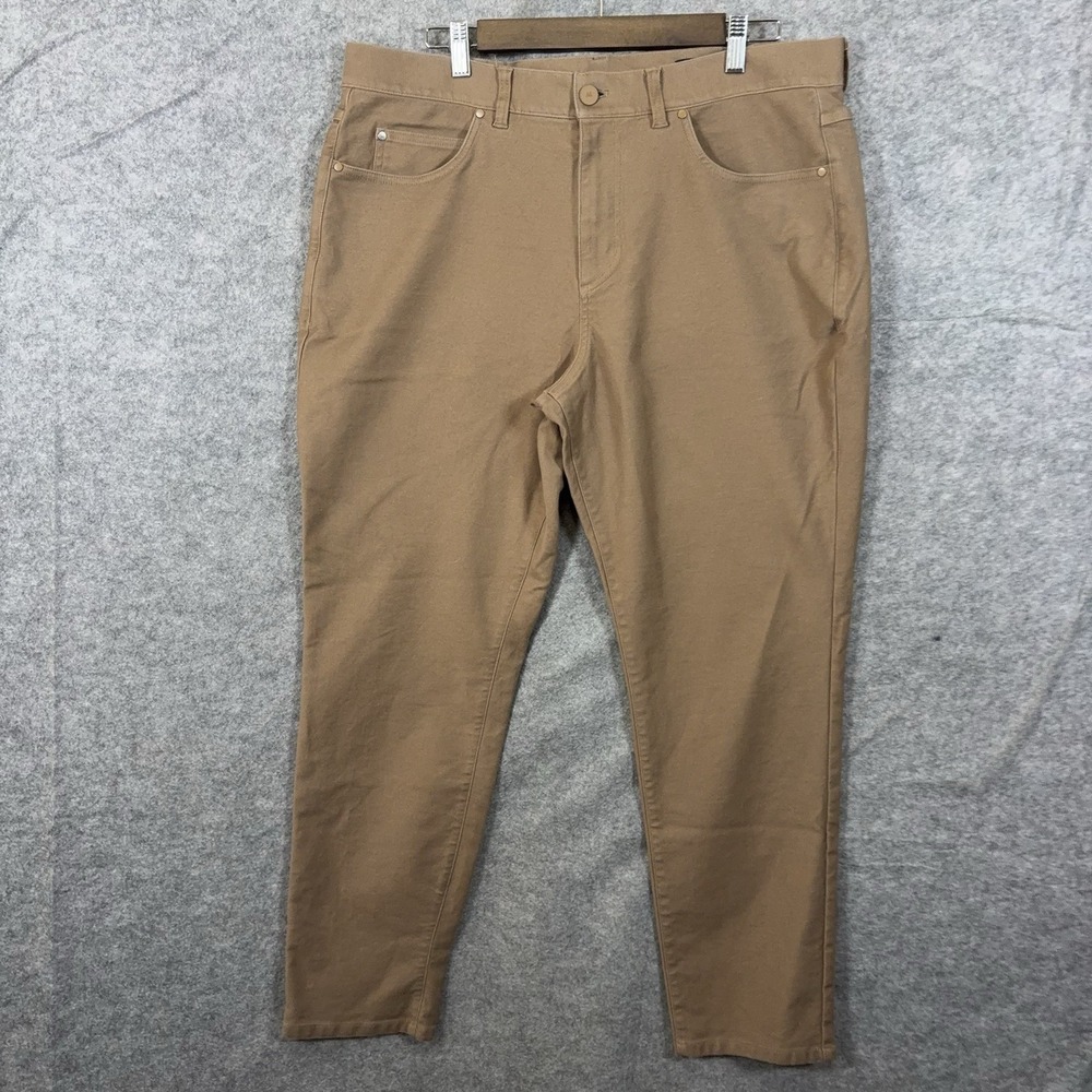 Mizzen + Main Mayfield Slim Pants Men 36x29 Mocha Brown Twill 5 Pocket-SIZE NOTE